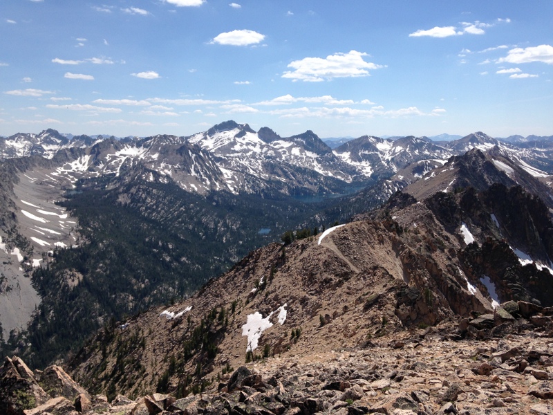 Looking back down the west ridge. Snowside Peak in the distance.