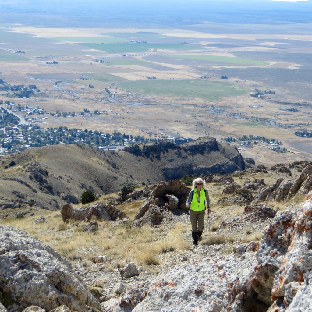 Margo climbing Arco Peak. Steve Mandella photo. 