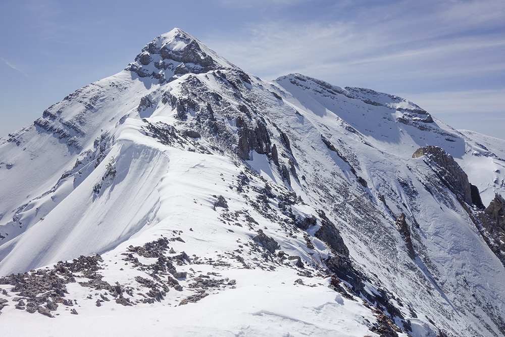 Following the ridge toward the summit block. Larry Prescott Photo 