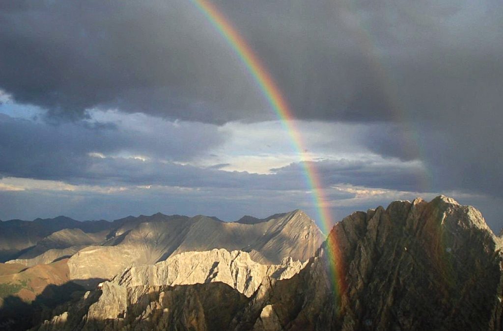 Rainbow over Sacajawea Peak.