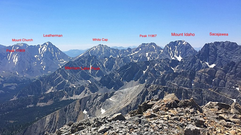 The Lost River Range Crest from Mount Idaho to Sacajawea.