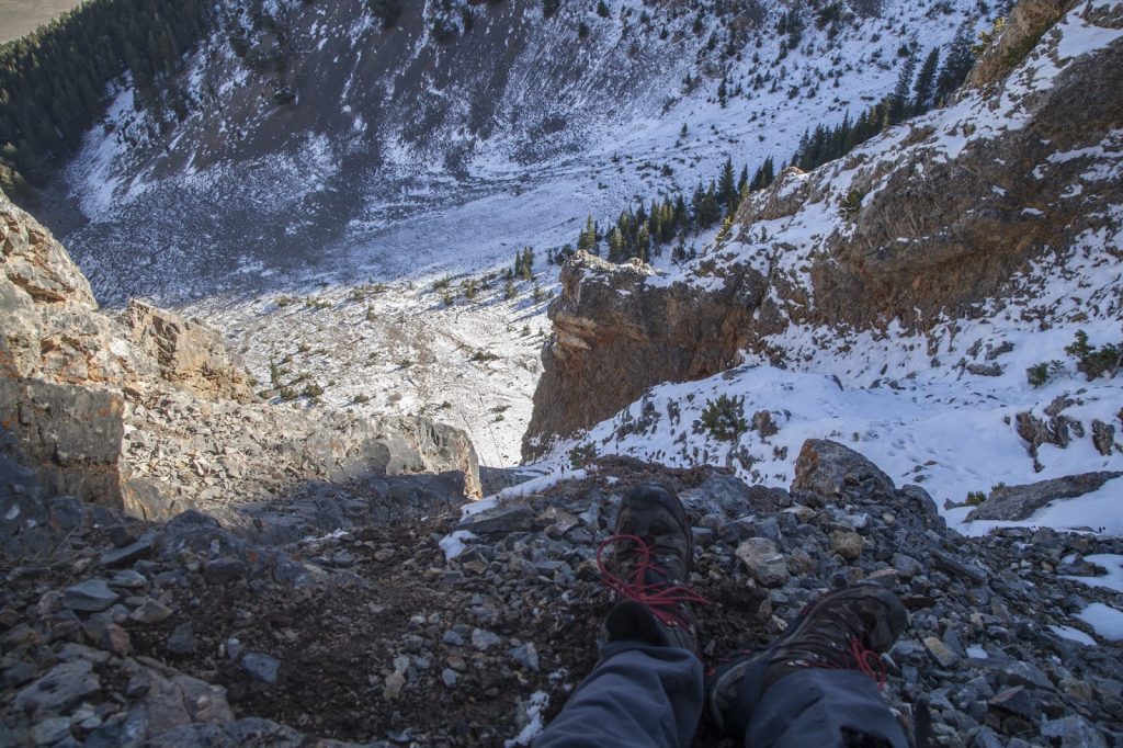 Looking down the northeast face. Larry Prescott Photo 