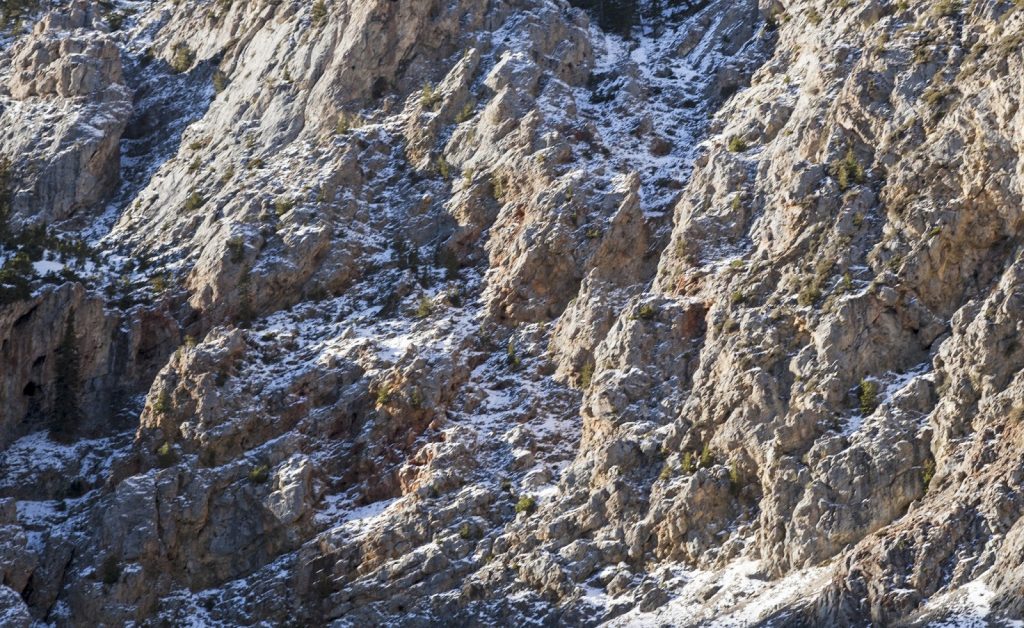 The cliff band on the northeast face. Larry Prescott Photo 