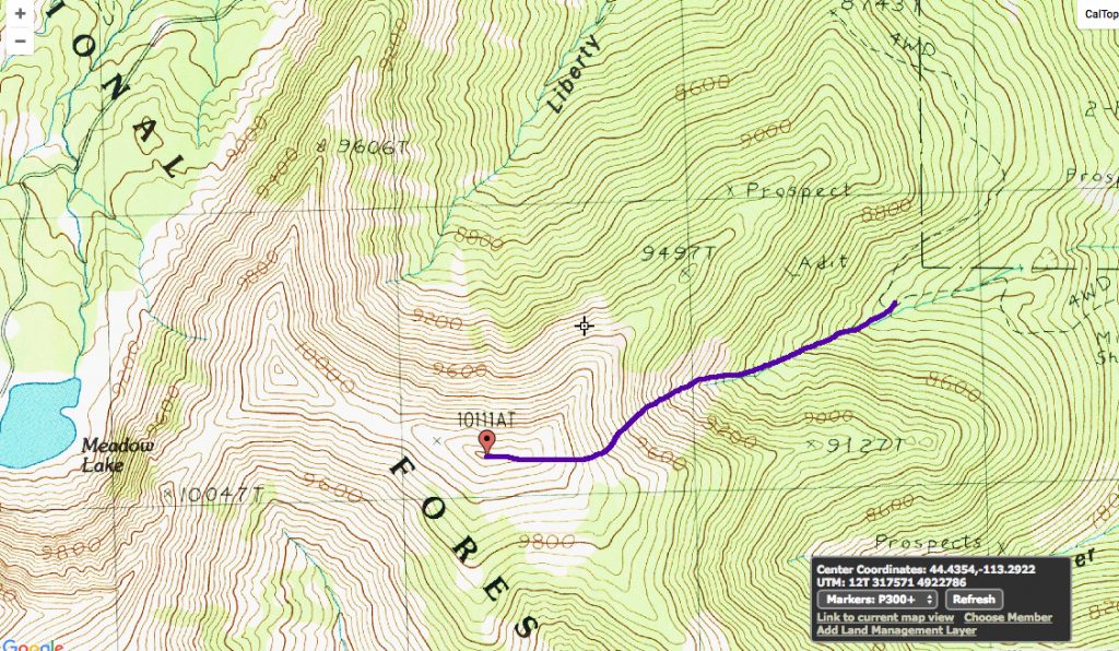 Larry's route up the face.