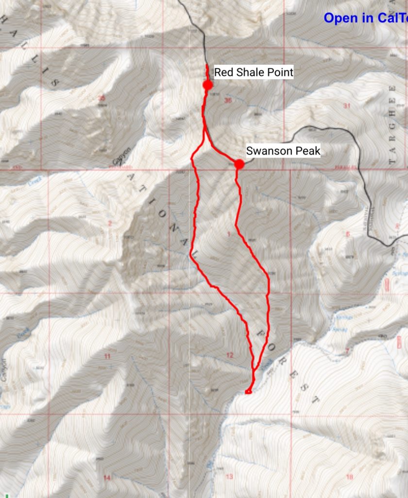 Larry's GPS track from where he left Uncle Ike Creek.