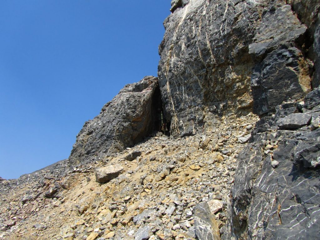 Climbing the southeast ridge George Reinier and Johnny Roache passed through the notch shown in the upside down V shadow. George Reinier Photo 