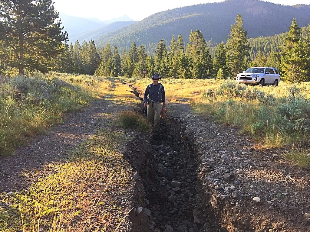 Hunter Creek Road was deeply eroded in July of 2017.