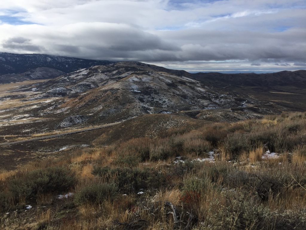 Looking down the south ridge to Windy Gap and Idaho 20.