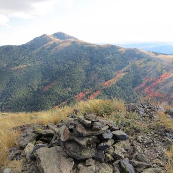 Fall colors and Old Tom from the summit of Peak 8037. Steve Mandella photo