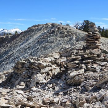 Looking at the summit of White Mountain behind the cairn. Photo - Steve Mandella.