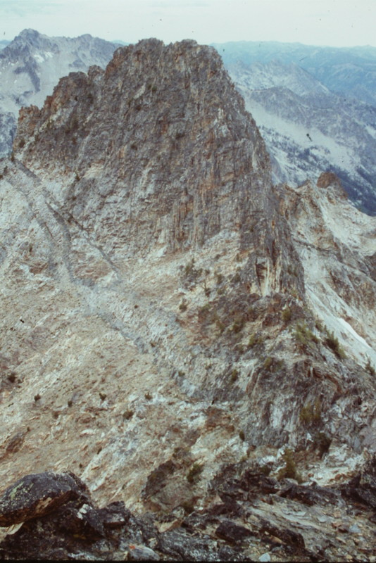 The lower southern summit from the higher summit.