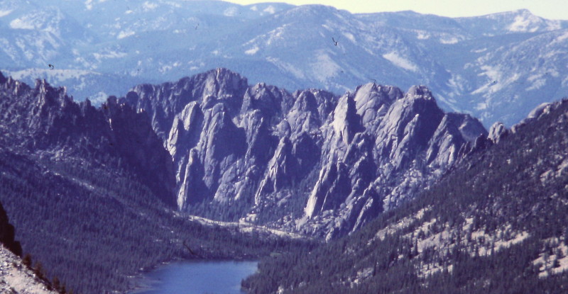 The seldom visited Litner group of towers viewed from the pass west of Ship Island Lake.