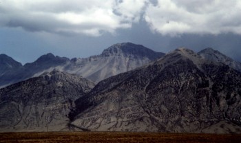 The traditional route goes up the canyon to the left of center of this photo.