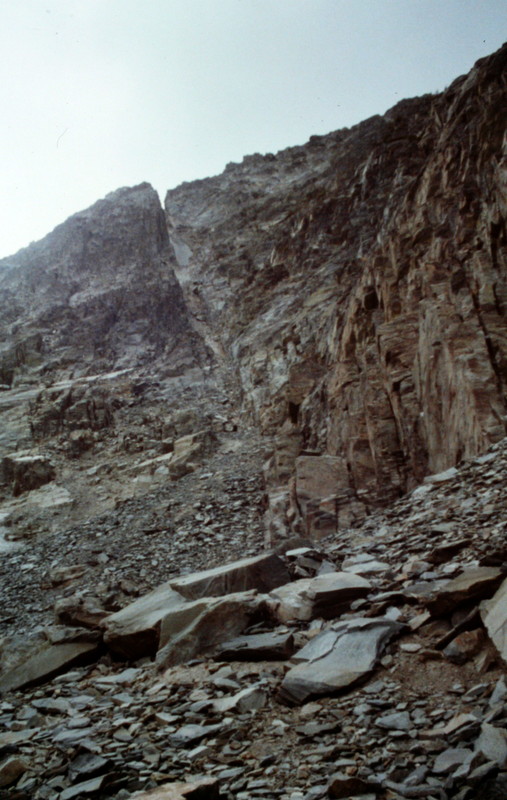 The East Face/Ridge route leaves Freeman Creek and climbs up this east face cirque.