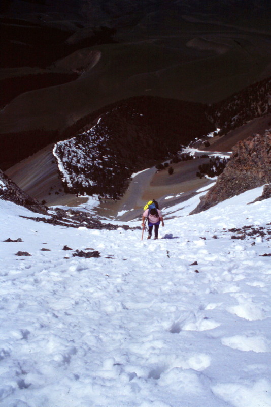 There was still a lot of snow in late June of 1995. The snow was a welcomed relief from the talus.