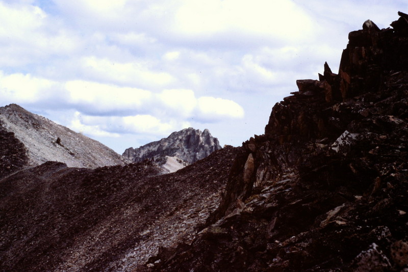 The crest of the Tango Peaks looking north. Mount Leoning is in the middle of this shot.