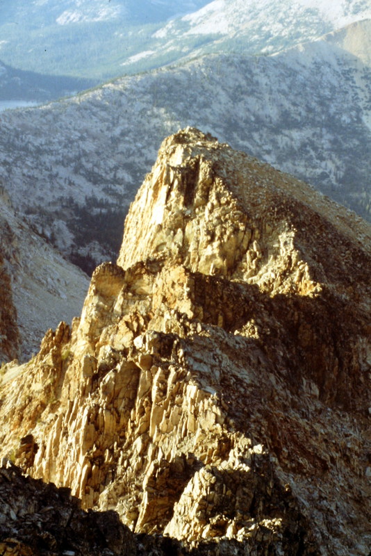 Looking down the peak's seldom climbed north ridge from the summit.