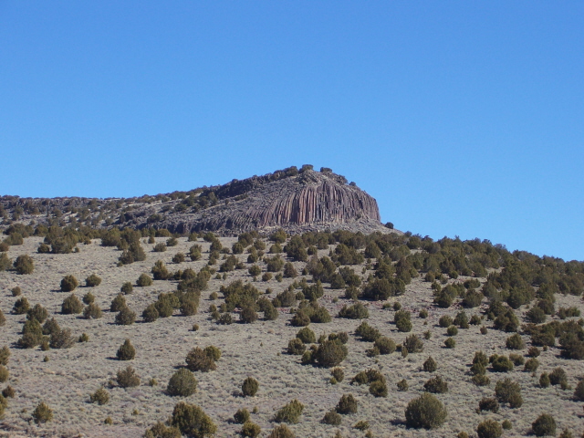 Columnar basalt. Lots of problems await solution in the Cotterel Mountains,3/15/07. R. Baugher photo.