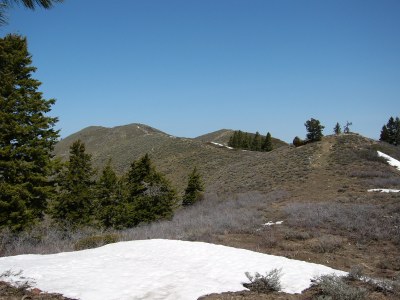 View looking toward the summit from the low point between Point 5402 and the summit.