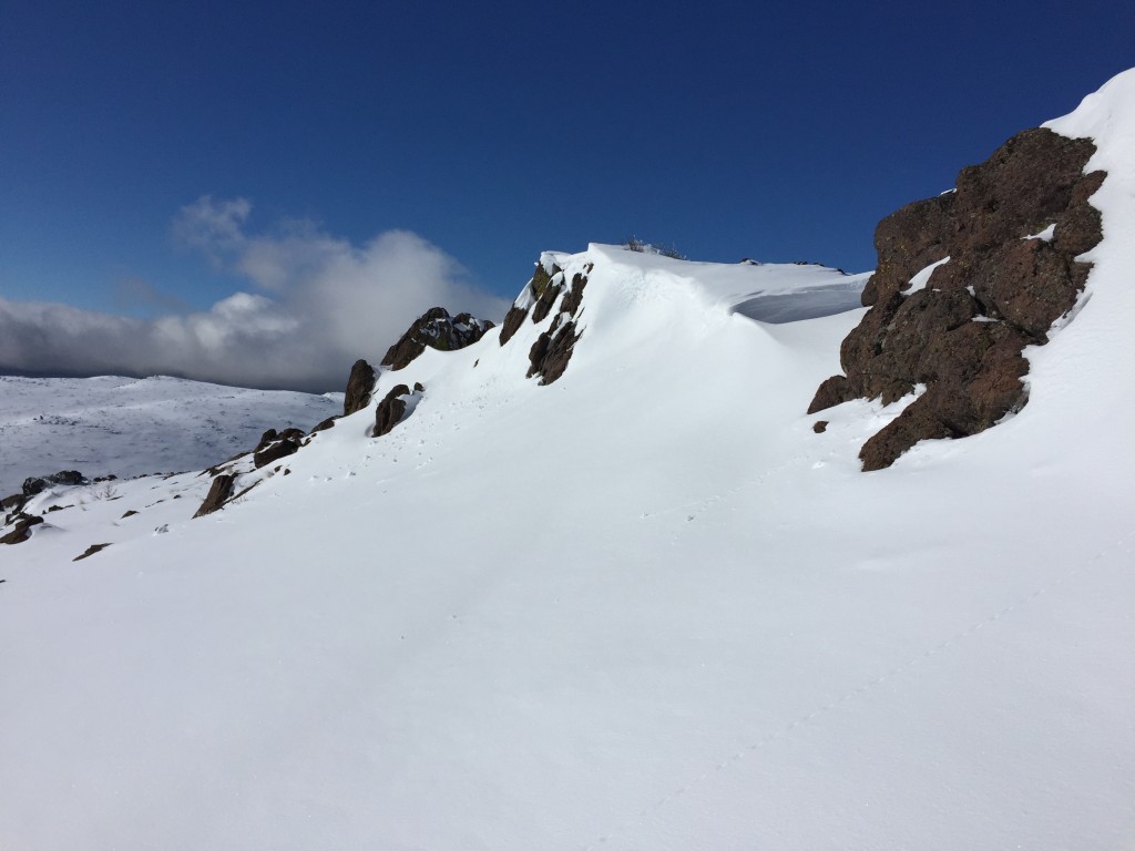 Cliffs just below the summit ridge.