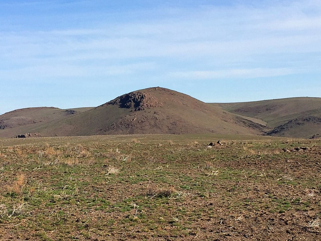 CBI Benchmark from the south. The upper Jump Creek drainage is at the base of the peak.