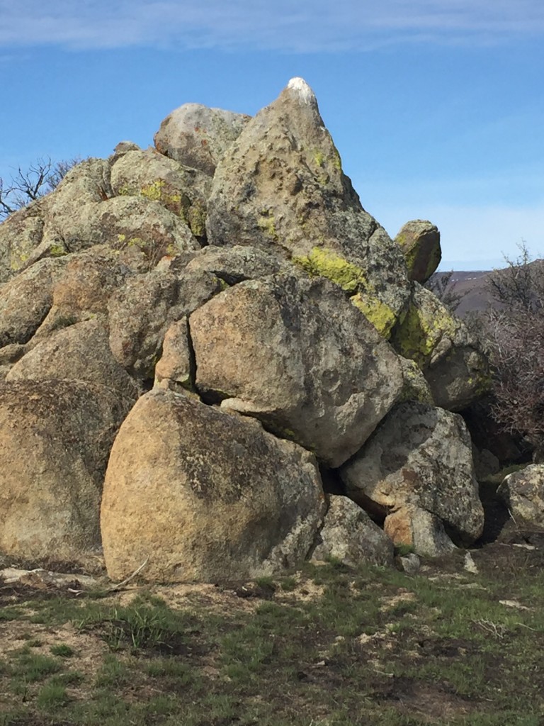 One of the many granite bouldering options found on the ridge. This one is a favorite site for raptors.