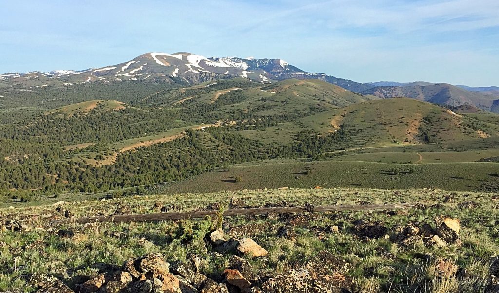 Looking over Toy Pass toward QuickSilver Mountain from Peak 6302.