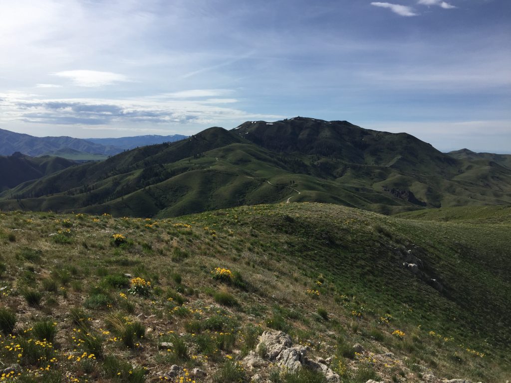 The view east to Peak 6244 and Danskin Peak.