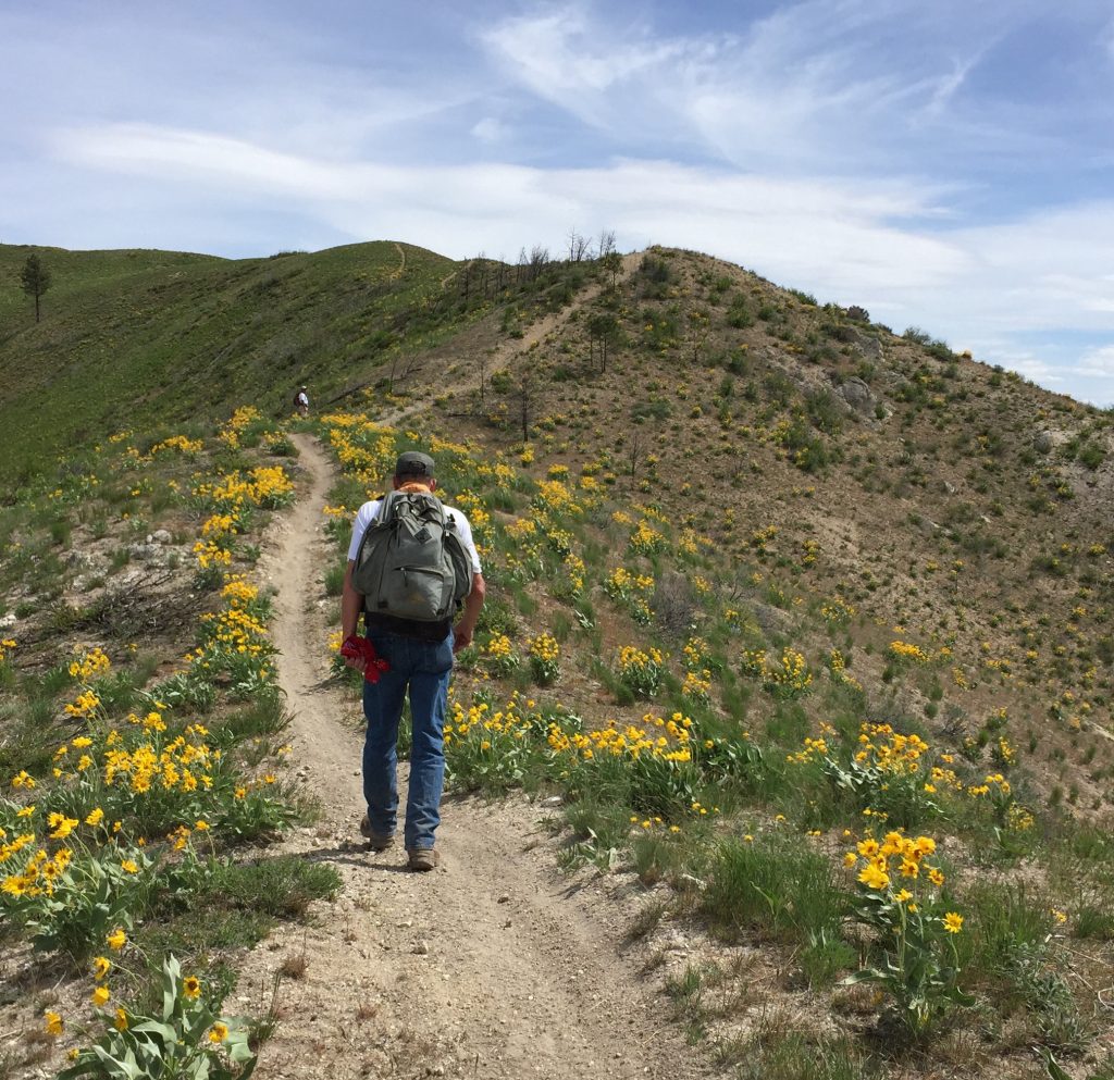 Hiking FST-323 on the south ridge. Although this route is longer, it is an outstanding ridge walk.