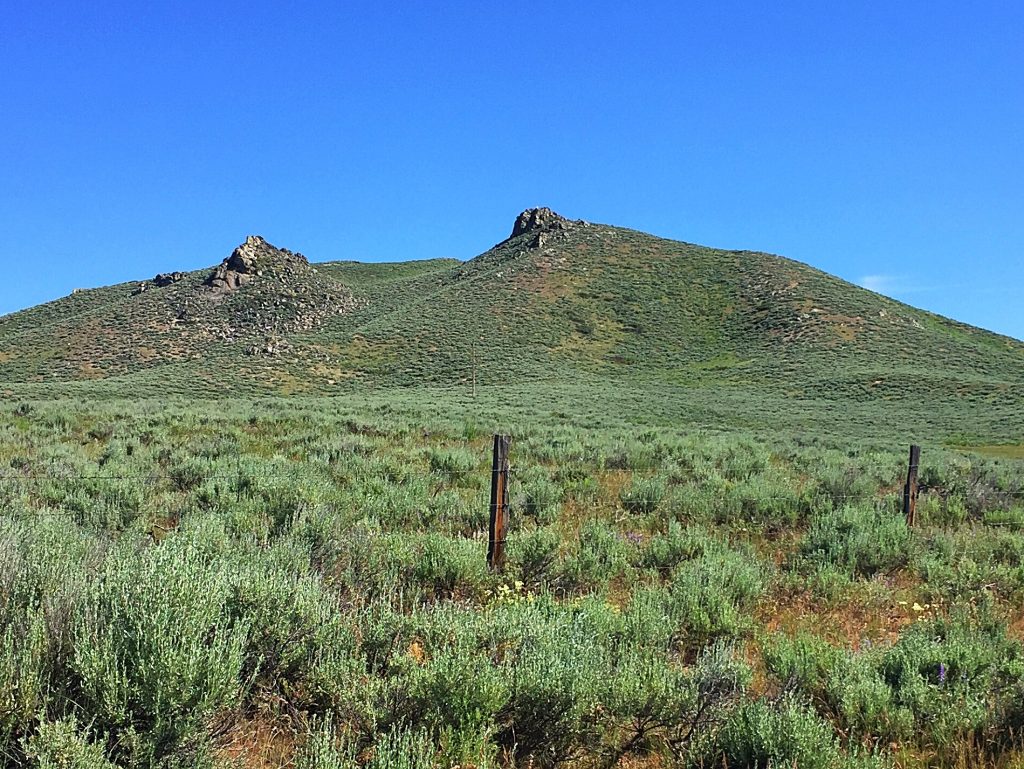 Peak 5915 from the starting point. Tue high point is the rocky point on the right. Hike from,this point to the right hand skyline and follow it up to the summit block.