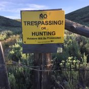 A no trespassing sign on the south side of Packer Butte.