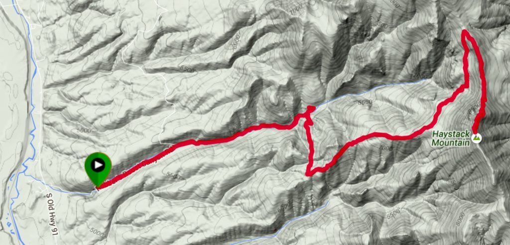 Steve Mandela's GPS track. Steve's route coverd 15 miles round trip and gained 4,616 feet.