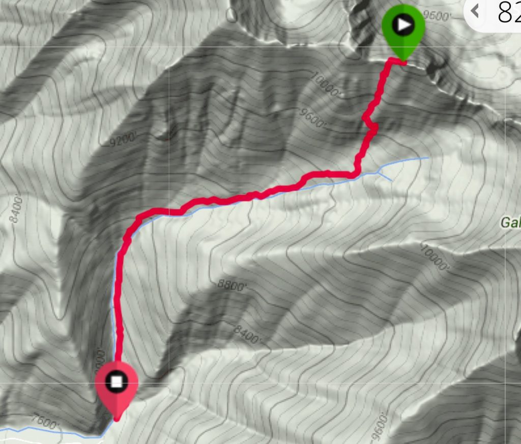 My GPS track for the south face route. Note this was my descent route.