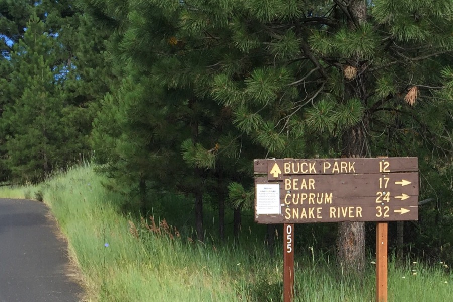 This sign was located at the start of FS-055 in 2016. Go toward Buck Park.