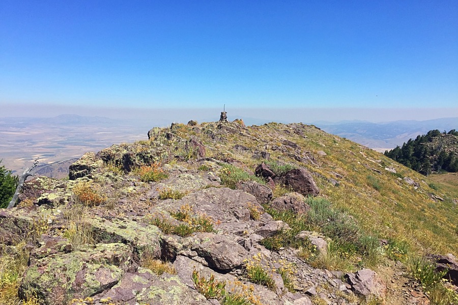 The summit cairn and register are on this point.