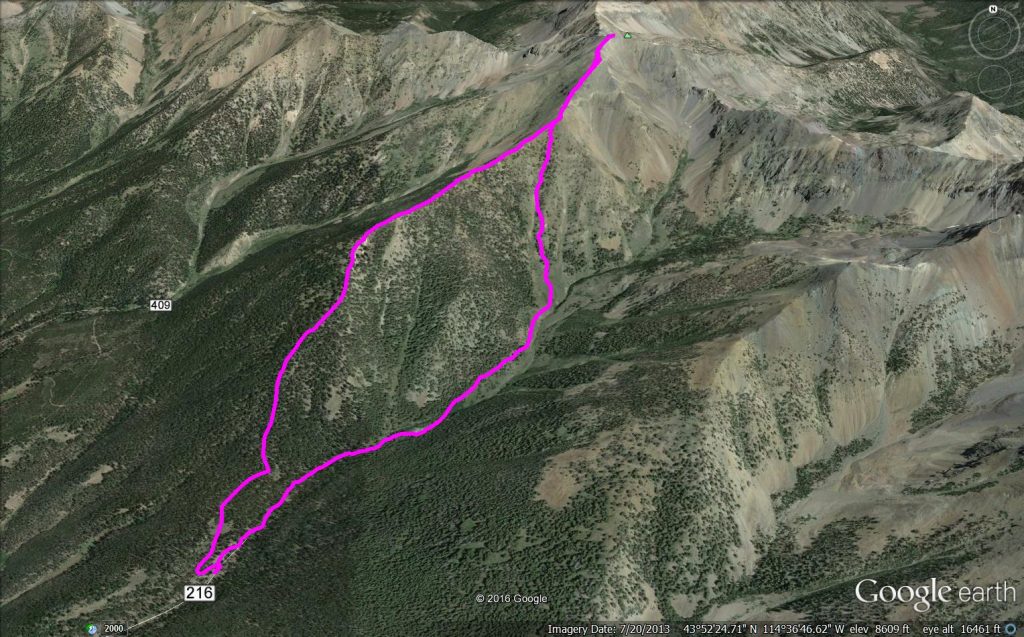 Galena Peak via Cherry Creek. Margo Mandella GPS track and graphic.