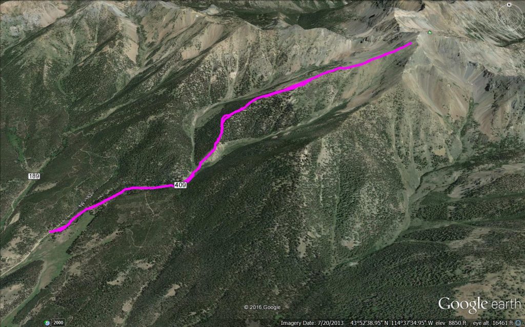 Galena Peak via Senate Creek. Margo Mandella GPS Track and graphic.