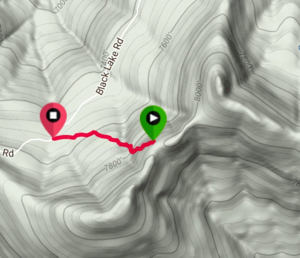 My GPS track for the descent. This line is climbable but not nearly as enjoyable 