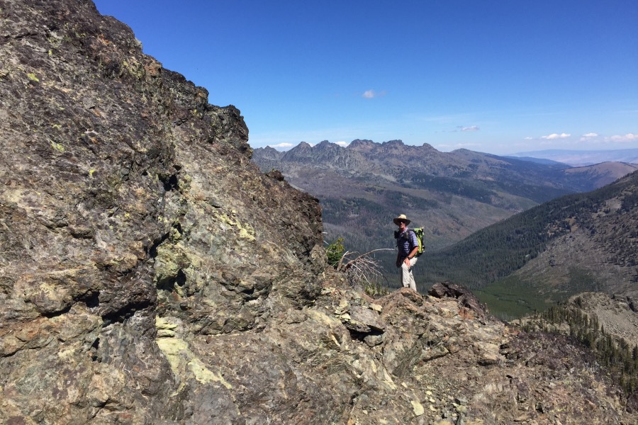 John Platt following a ledge across the east,face of the south tower.