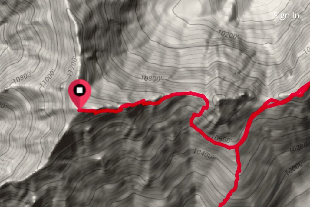Steve Mandella's GPS track. Steve and John climbed the peak after summiting Mount Idaho.