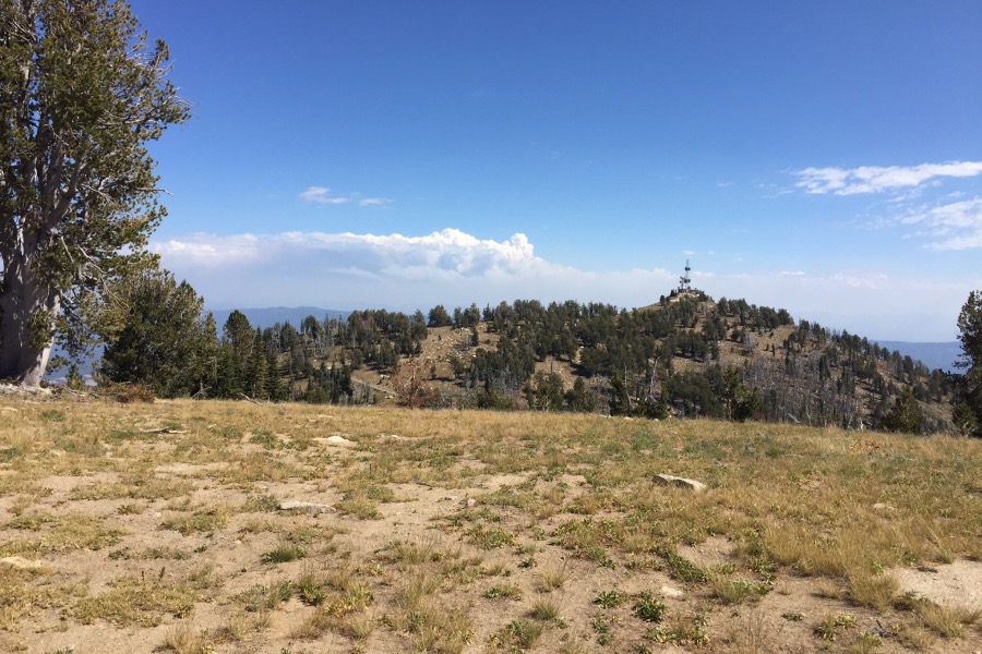 The eastern summit viewed from the western summit.