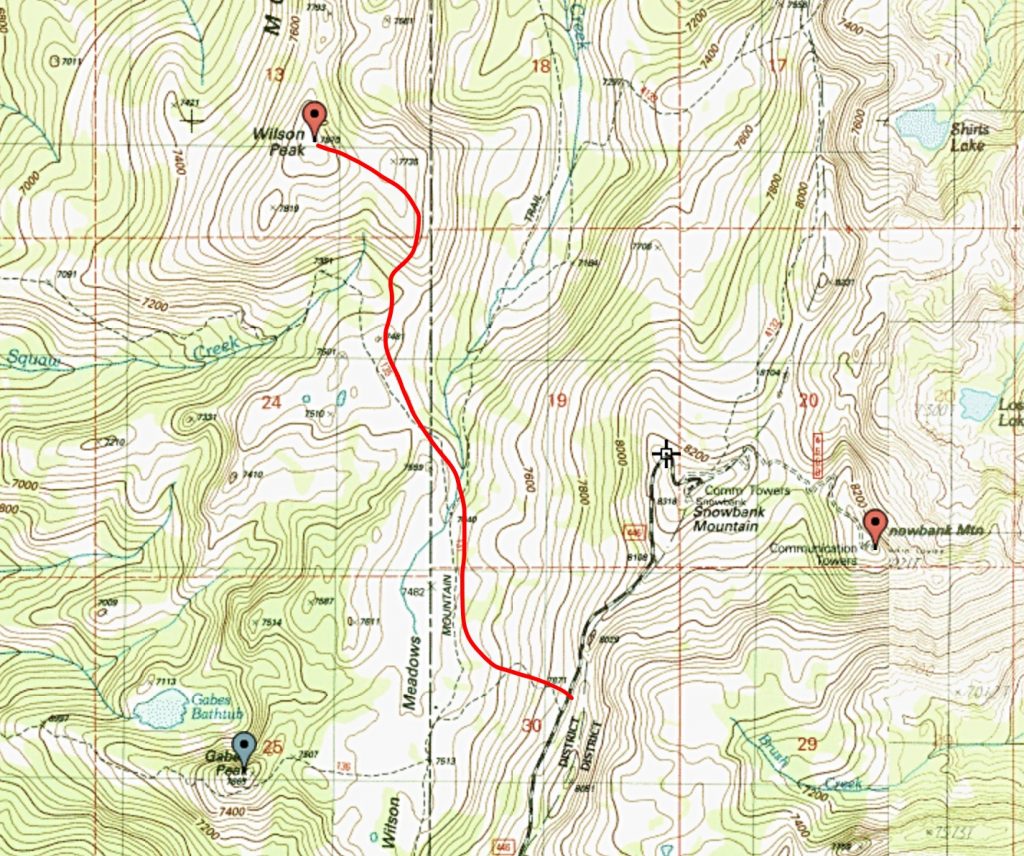 The approximate route I followed to the summit. 