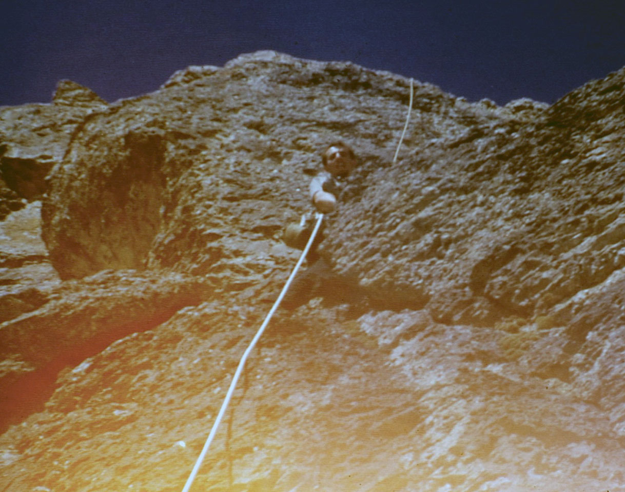 Wayne Boyer climbing on the East Face. Photo - Lyman Dye