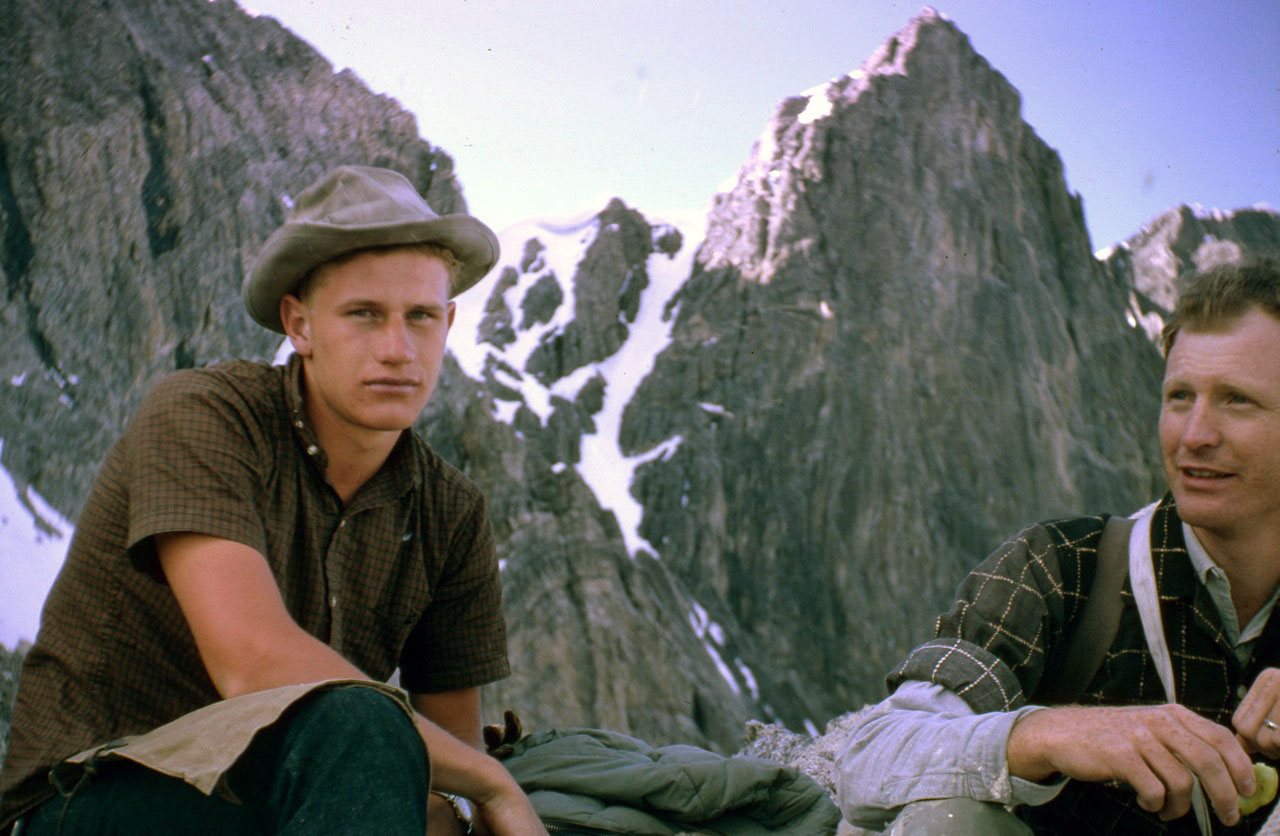 Wayne and Lyman with the col and Northeast ridge in the background. Photo - Lyman Dye