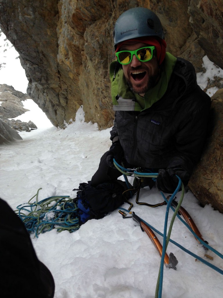 Cory on belay below the crux pitch. Photo - Kevin Hansen