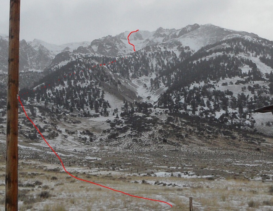 Mount Morrison. Platt and Duffey's winter ascent route.