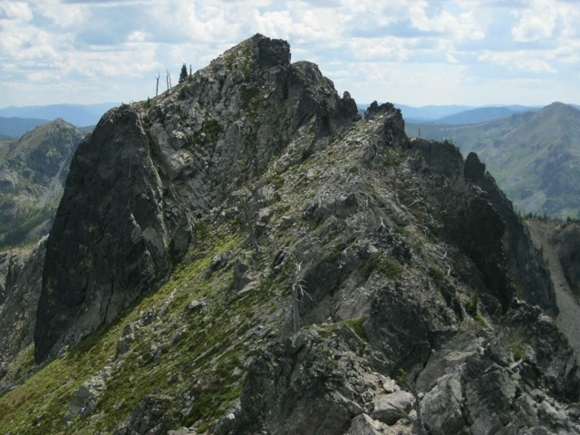 Shale Mountain’s south summit from north summit - the route goes right up the middle. Dan Saxton Photo 