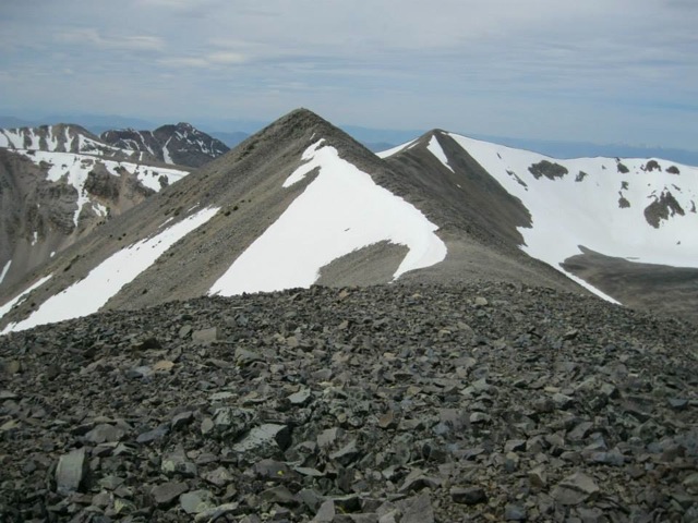 The peak of Long Mountain from the east end of the long summit ridge. Dan Saxton Photo 