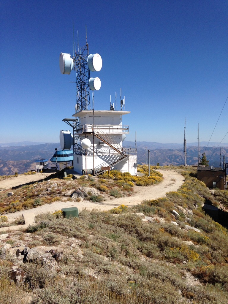 The fire lookout sits just north of the high point.