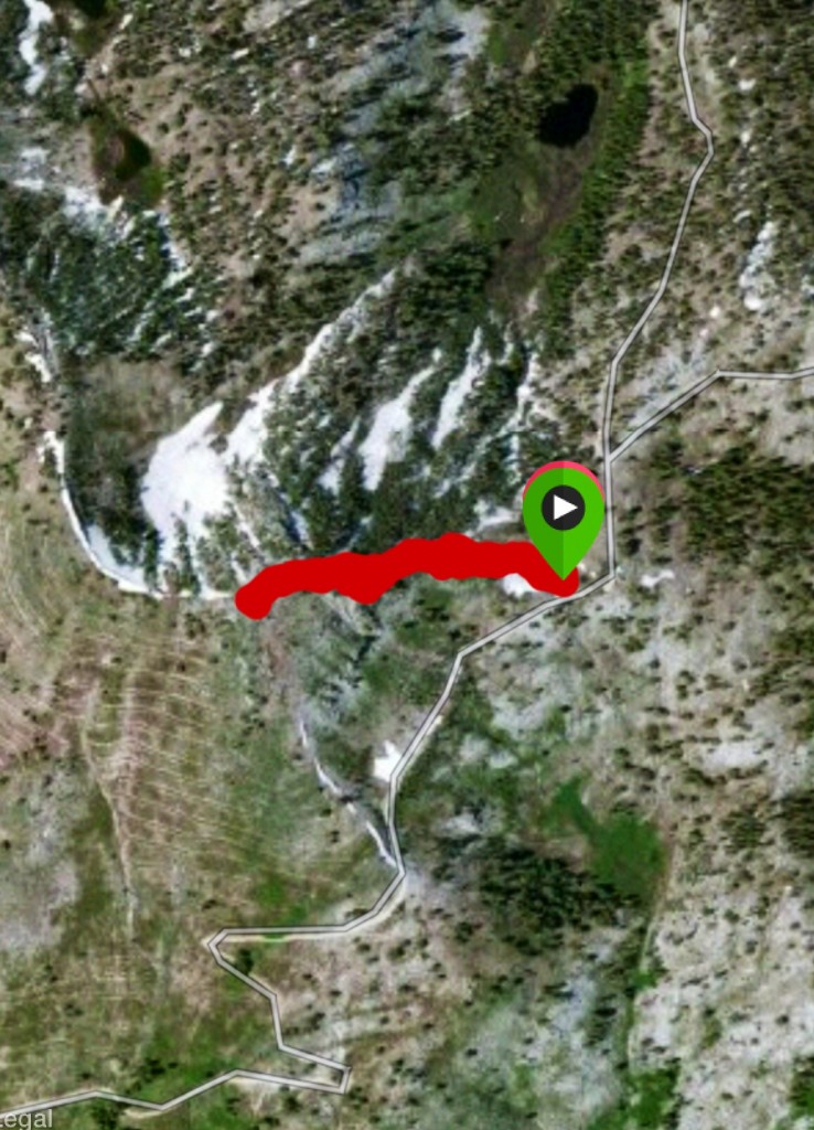 Here is a satellite view of the route up the east ridge.